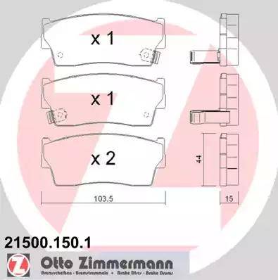 Zimmermann 21500.150.1 - Гальмівні колодки, дискові гальма autocars.com.ua