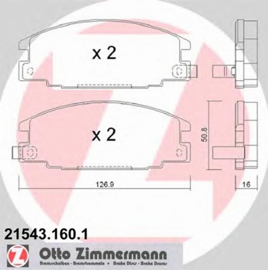 Zimmermann 21543.160.1 - Тормозные колодки, дисковые, комплект avtokuzovplus.com.ua