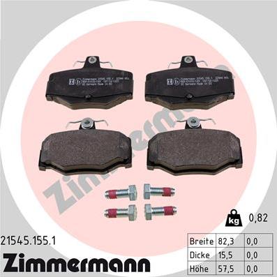 Zimmermann 21545.155.1 - Гальмівні колодки, дискові гальма autocars.com.ua