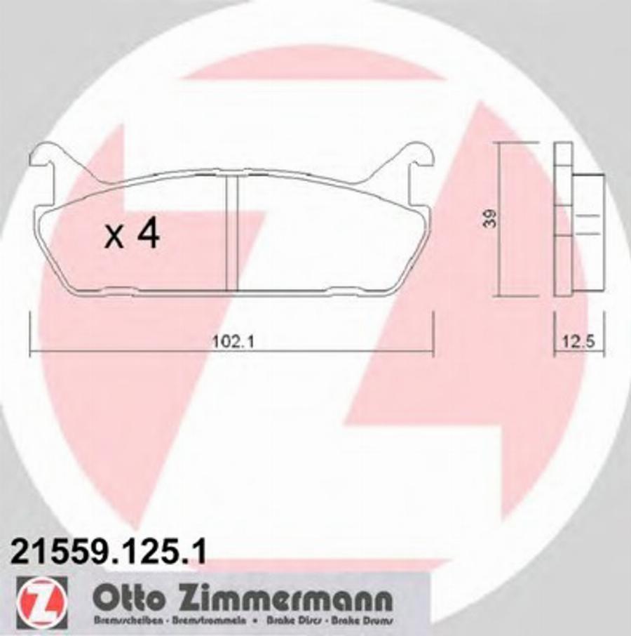 Zimmermann 215591251 - Гальмівні колодки, дискові гальма autocars.com.ua