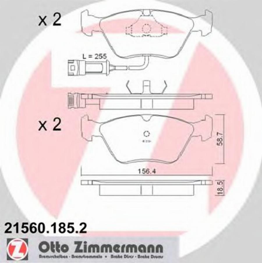 Zimmermann 215601852 - Гальмівні колодки, дискові гальма autocars.com.ua