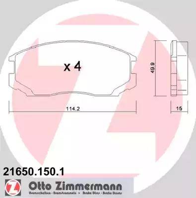 Zimmermann 21650.150.1 - Гальмівні колодки, дискові гальма autocars.com.ua