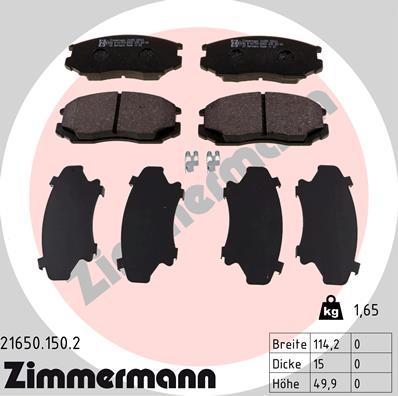 Zimmermann 21650.150.2 - Гальмівні колодки, дискові гальма autocars.com.ua