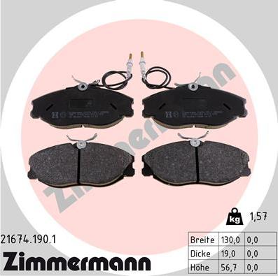 Zimmermann 21674.190.1 - Тормозные колодки, дисковые, комплект autodnr.net