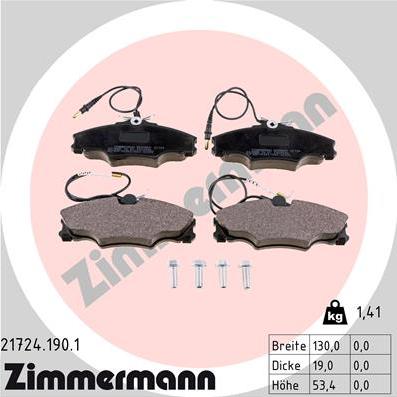 Zimmermann 21724.190.1 - Гальмівні колодки, дискові гальма autocars.com.ua