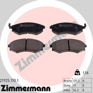 Zimmermann 21725.170.1 - Тормозные колодки, дисковые, комплект avtokuzovplus.com.ua