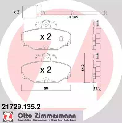 Zimmermann 21729.135.2 - Гальмівні колодки, дискові гальма autocars.com.ua