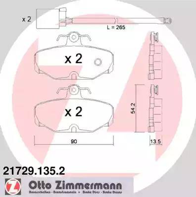 Zimmermann 21729.135.2 - Тормозные колодки, дисковые, комплект avtokuzovplus.com.ua