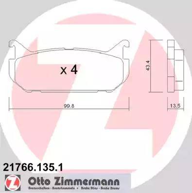 Zimmermann 21766.135.1 - Гальмівні колодки, дискові гальма autocars.com.ua