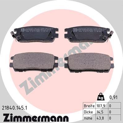 Zimmermann 21840.145.1 - Тормозные колодки, дисковые, комплект autodnr.net