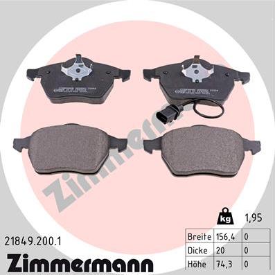 Zimmermann 21849.200.1 - Тормозные колодки, дисковые, комплект autodnr.net