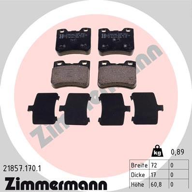 Zimmermann 21857.170.1 - Тормозные колодки, дисковые, комплект avtokuzovplus.com.ua