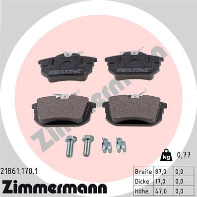 Zimmermann 21861.170.1 - Гальмівні колодки, дискові гальма autocars.com.ua