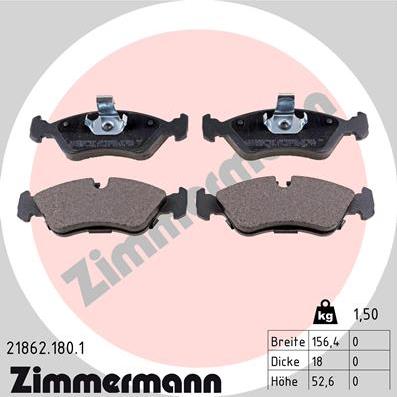 Zimmermann 21862.180.1 - Тормозные колодки, дисковые, комплект avtokuzovplus.com.ua