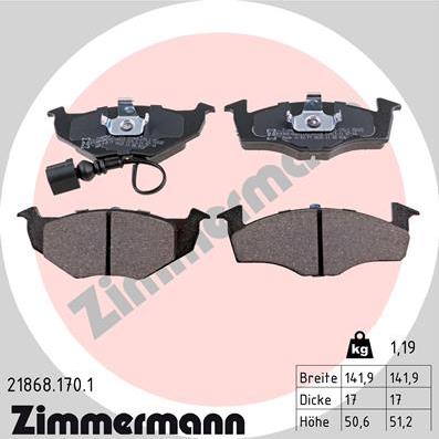 Zimmermann 21868.170.1 - Тормозные колодки, дисковые, комплект avtokuzovplus.com.ua