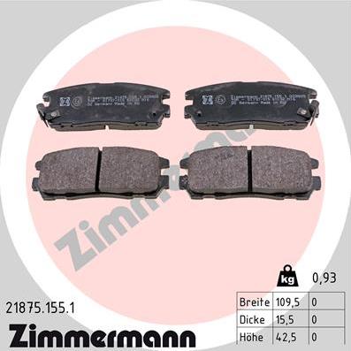 Zimmermann 21875.155.1 - Гальмівні колодки, дискові гальма autocars.com.ua