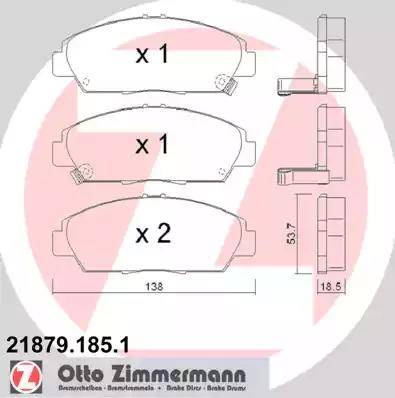 Zimmermann 21879.185.1 - Гальмівні колодки, дискові гальма autocars.com.ua