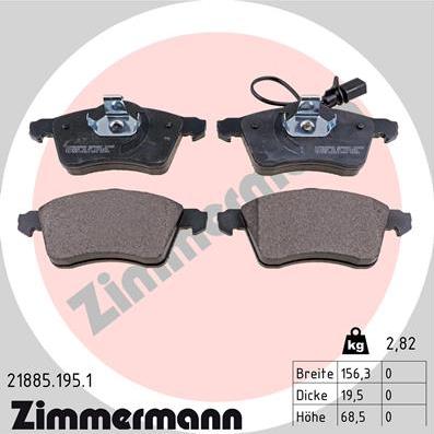 Zimmermann 21885.195.1 - Гальмівні колодки, дискові гальма autocars.com.ua