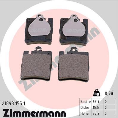 Zimmermann 21898.155.1 - Тормозные колодки, дисковые, комплект avtokuzovplus.com.ua