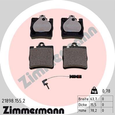 Zimmermann 21898.155.2 - Тормозные колодки, дисковые, комплект avtokuzovplus.com.ua