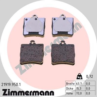 Zimmermann 21919.950.1 - Тормозные колодки, дисковые, комплект autodnr.net