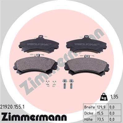 Zimmermann 21920.155.1 - Тормозные колодки, дисковые, комплект avtokuzovplus.com.ua