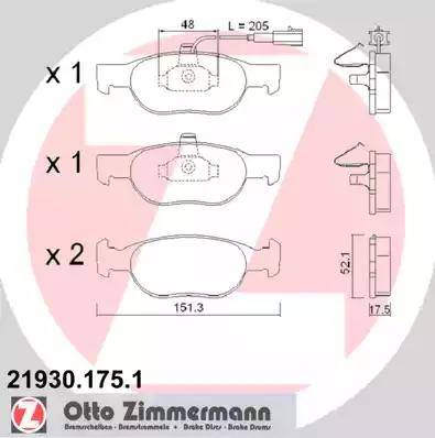 Zimmermann 21930.175.1 - Тормозные колодки, дисковые, комплект avtokuzovplus.com.ua