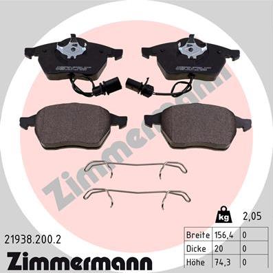 Zimmermann 21938.200.2 - Гальмівні колодки, дискові гальма autocars.com.ua