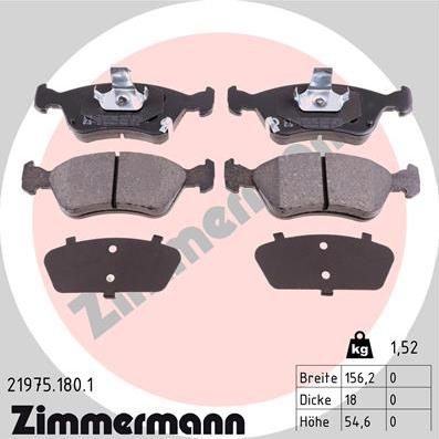 Zimmermann 21975.180.1 - Гальмівні колодки, дискові гальма autocars.com.ua