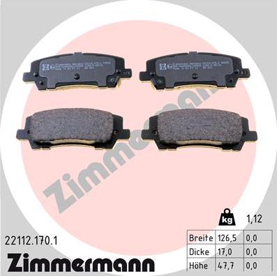 Zimmermann 22112.170.1 - Тормозные колодки, дисковые, комплект avtokuzovplus.com.ua