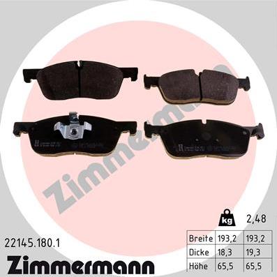 Zimmermann 22145.180.1 - Гальмівні колодки, дискові гальма autocars.com.ua