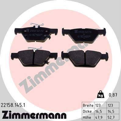 Zimmermann 22158.145.1 - Тормозные колодки, дисковые, комплект avtokuzovplus.com.ua