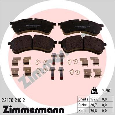 Zimmermann 22178.210.2 - Комплект гальмівних колодок autocars.com.ua