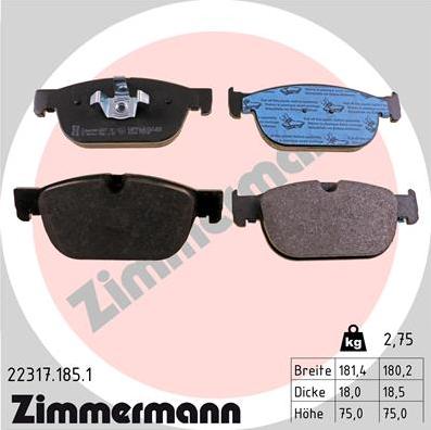 Zimmermann 22317.185.1 - Тормозные колодки, дисковые, комплект autodnr.net