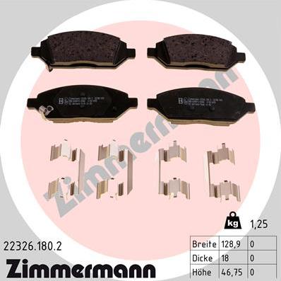 Zimmermann 22326.180.2 - Тормозные колодки, дисковые, комплект avtokuzovplus.com.ua