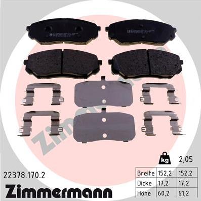 Zimmermann 22378.170.2 - Гальмівні колодки, дискові гальма autocars.com.ua