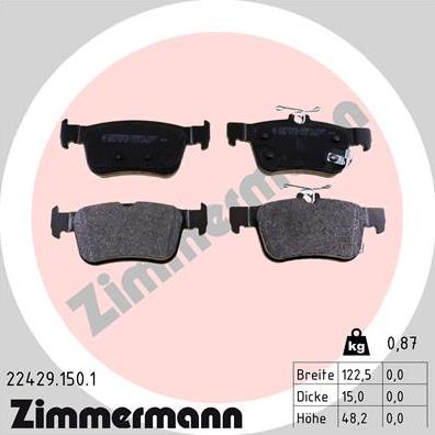 Zimmermann 22429.150.1 - Тормозные колодки, дисковые, комплект autodnr.net