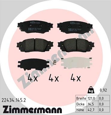 Zimmermann 22434.145.2 - Тормозные колодки, дисковые, комплект autodnr.net