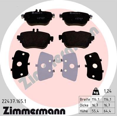 Zimmermann 22437.165.1 - Тормозные колодки, дисковые, комплект avtokuzovplus.com.ua