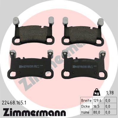 Zimmermann 22468.165.1 - Гальмівні колодки, дискові гальма autocars.com.ua
