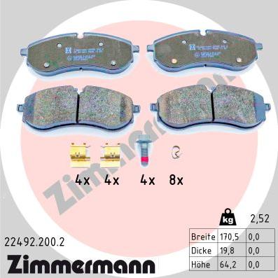 Zimmermann 22492.200.2 - Гальмівні колодки, дискові гальма autocars.com.ua