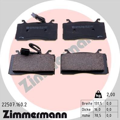 Zimmermann 22507.160.2 - Гальмівні колодки, дискові гальма autocars.com.ua