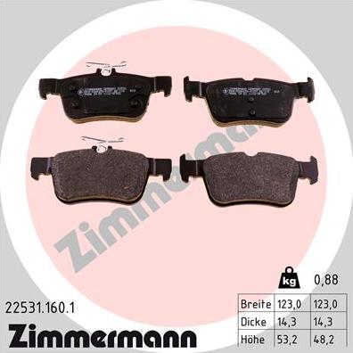 Zimmermann 22531.160.1 - Тормозные колодки, дисковые, комплект avtokuzovplus.com.ua