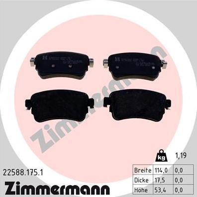 Zimmermann 22588.175.1 - Тормозные колодки, дисковые, комплект autodnr.net
