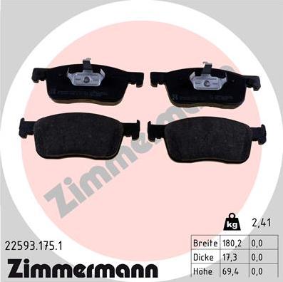 Zimmermann 22593.175.1 - Тормозные колодки, дисковые, комплект autodnr.net