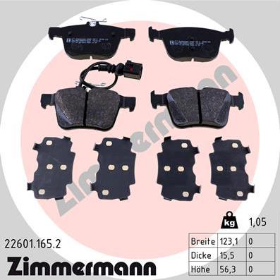 Zimmermann 22601.165.2 - Гальмівні колодки, дискові гальма autocars.com.ua