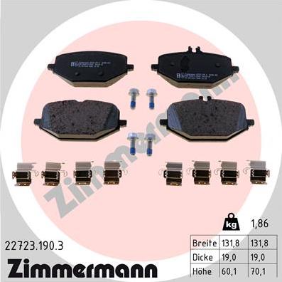 Zimmermann 22723.190.3 - Гальмівні колодки, дискові гальма autocars.com.ua