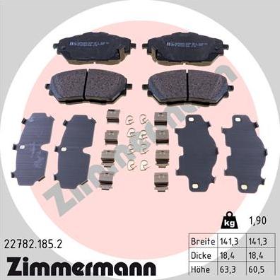 Zimmermann 22782.185.2 - Гальмівні колодки, дискові гальма autocars.com.ua