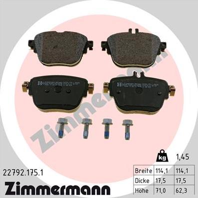 Zimmermann 22792.175.1 - Гальмівні колодки, дискові гальма autocars.com.ua