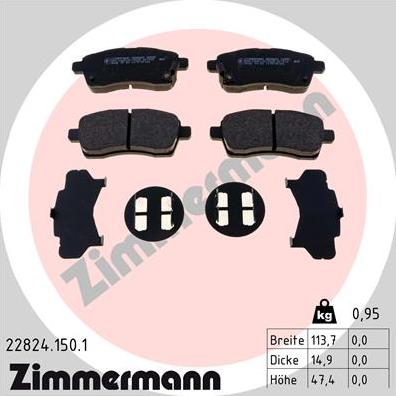 Zimmermann 22824.150.1 - Тормозные колодки, дисковые, комплект autodnr.net